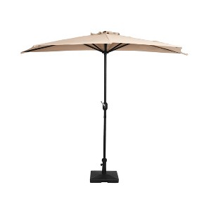 WestinTrends 9 Ft Half Market Patio Umbella with Square Concrete Base - 1 of 3