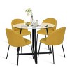 Hana + Nano 5-Piece Round Clear Glass Dining Table Set with 4 Upholstered Chairs Black Legs - Maison Boucle - 2 of 4