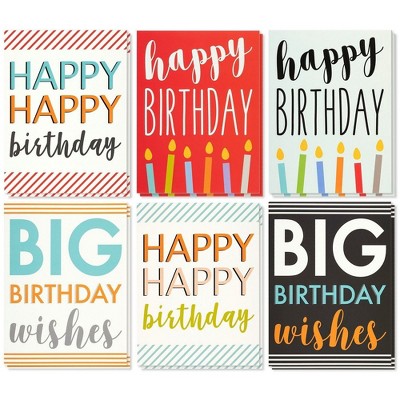 Large Birthday Cards Box Set – 12 Pack Jumbo Happy Birthday Cards, 6 Assorted Designs, Birthday Cards Bulk, Envelopes Included, 8.5 x 11 Inches