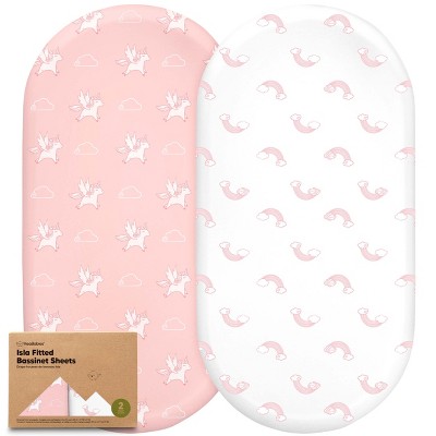 Image of KeaBabies Bassinet Sheet for Baby Girls, Boys, 2-Pack Isla Fitted Bassinet Sheets, Bassinet Mattress Sheets (Dreamland)