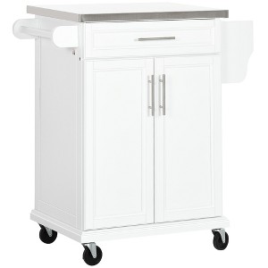 NicBex 1 Drawer Rolling Kitchen Island Cart with Cabinet and Stainless Steel Countertop,Kitchen Island with Spice Rack,Island Table for Kitchen - 1 of 4