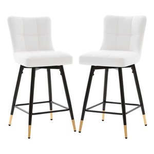 Bekrvio 26" Swivel Counter Height Bar Stools Set of 2,Modern Faux Leather Upholstered with Back,Counter Stool Chairs for Kitchen Island - 1 of 4