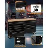 Garage Workbench, 3 Tier Heavy Duty Rolling Workbench with 2 Drawers, Pegboard, 2 Open Shelves, 35 Hooks, Wooden Top Work Table for Workshop - 4 of 4