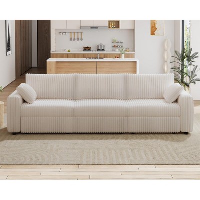 Vipbear Beige Extra Large Modular Sectional Sofa,Comfy Corduroy Modern Oversized 4-Seat Sectional Couch with Deep Seat,Tool-Free Assembly