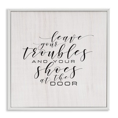 Stupell Industries Troubles & Shoes at Door, 17" x 17"