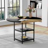 HDZNVF 47.3 inch diameter modern splicing circular dining table Black and Rustic Brown - 3 of 4