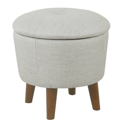 Modern Round Woven Tufted Storage Ottoman Gray Homepop Target