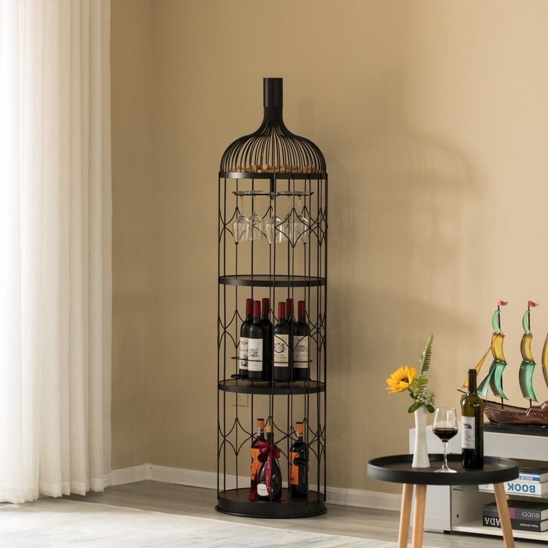 Vintiquewise Creative Bottle Shaped Black Wine Holder Rack Holder for Dining Room, Office, and Entryway, 3 of 9