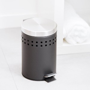 Evideco French Home Goods Round Metal Small Step Trash Can with Lid Waste Bin 3-liters-0.8-gal. - 1 of 4
