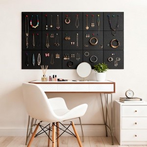 Large Cork Board for Wall,59" x 36",Black Bulletin Board,15 Pack Felt Wall Tiles,for Office, with 30 Pushpins,Pin Board for Home Office Classroom - 1 of 4