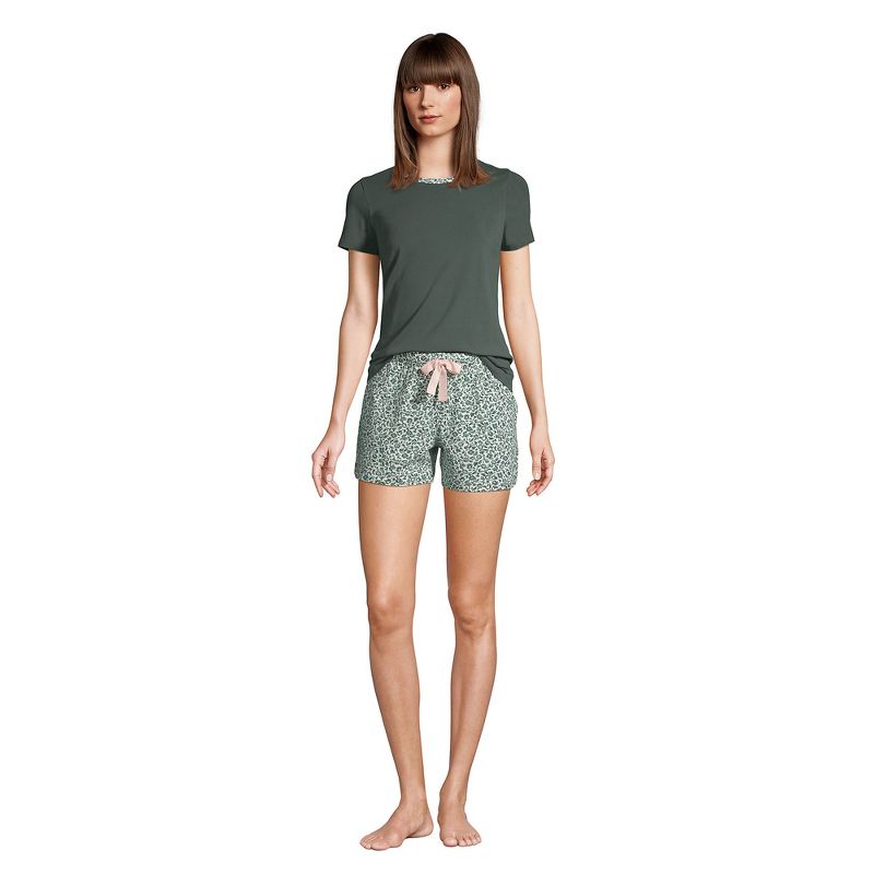 Lands' End Women's Knit Pajama Short Set Short Sleeve T-Shirt and Shorts, 1 of 4