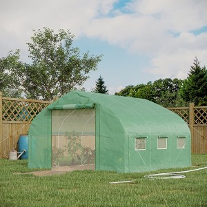 NicBex 11.5'x10'x6.5' Walk-in Tunnel Greenhouse with Roll-up Windows and Zippered Door, PE Cover for Growing Flowers, Vegetables, Saplings, Green - 1 of 4