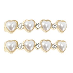 Unique Bargains Heart Faux Pearl Shoelace Charms 1 Pair - 1 of 4