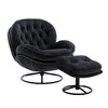 Okak Velvet Accent Chair with Ottoman,Modern Mid-Century Style Armless Living Room Chair,Soft Comfy Sitting Chair for TV Watching,Gaming - 2 of 4
