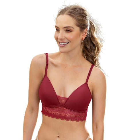 Leonisa Wireless Soft Contour Lace Bralette - Red 32b : Target