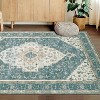 Traditional Washable Area Rug - Vintage Medallion Print Carpet with Non-Slip Rubber Backing,  Dining Room, Bedroom Living Room - 3 of 4