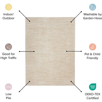 Essentials Grey/Ivory Double Bordered Indoor/Outdoor Rug
