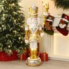 LuxenHome Lighted Silver and Gold Nutcracker Soldier with Scepter, Christmas Decoration - 2 of 4