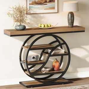 Tribesigns 47" Console Table, 6-Tier Entryway Table with Storage Shelves, Sofa Table with Geometric Metal Frame for Living Room, Hallway, Foyer - 1 of 4