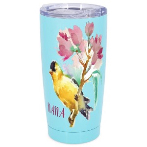 Elanze Designs Nana Watercolor Bird Flower Family Love Wrap-Around Design 20 Ounce Stainless Steel On-The-Go Coffee Mug, Thermal Travel Tumbler with - 1 of 4