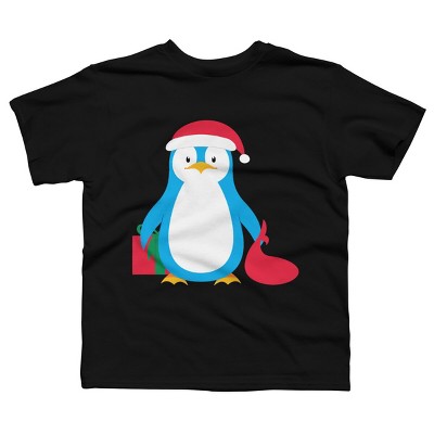 Boy's Design By Humans Christmas Penguin By moredesignsplease T-Shirt