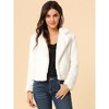INSPIRE CHIC Women's Autumn Winter Cropped Notch Lapel Faux Fur Fluffy Jacket - 2 of 4
