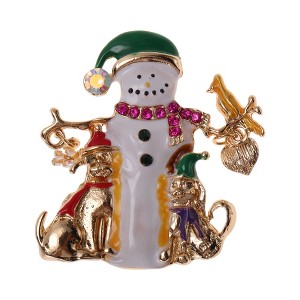 Unique Bargains Christmas Brooches YNCP1558 Snowman Alloy Dripping Wax White 1.85"x1.97" 1 Pc - 1 of 4