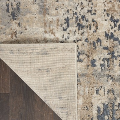 Beige Grey Abstract Synthetic 5' x 7' Reversible Rug