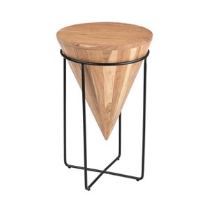 Treasure Trove Accents 26" Luca Accent Table Natural: 26-Inch High, No Assembly, Acacia Wood, Black Frame - 1 of 4
