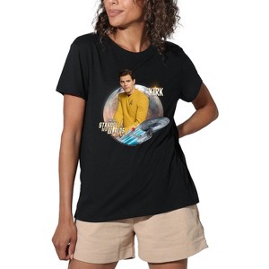 Women's Star Trek Strange New Worlds James T Kirk Loose T-Shirt Black - 1 of 4
