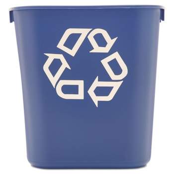 Rubbermaid Commercial Small Deskside Recycling Container Rectangular Plastic 13.625qt Blue 295573BE