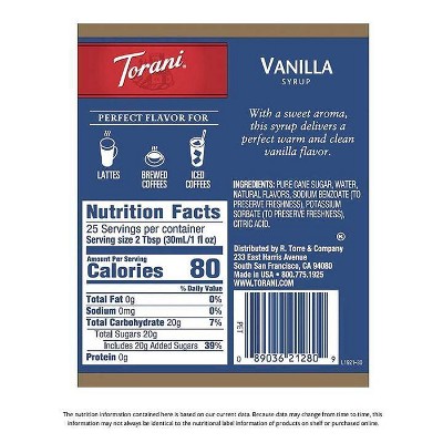 Torani Vanilla Syrup - 12.7 fl oz