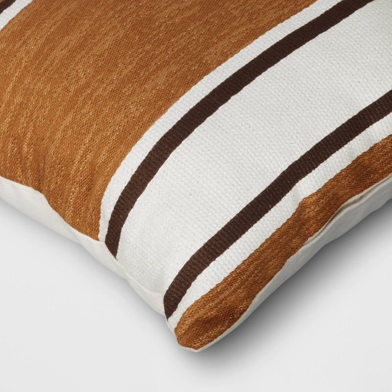 18&#34;x18&#34; Bold Stripe Square Outdoor Throw Pillow Assorted Browns - Threshold&#8482;, 5 of 6
