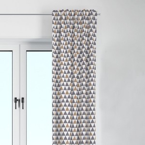 Bacati - Woodlands Grey/Beige Triangles Neutral Cotton Printed Single Window Curtain Panel - 1 of 4