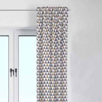Bacati - Woodlands Grey/Beige Triangles Neutral Cotton Printed Single Window Curtain Panel
