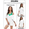 EXLURA Women's Casual Oversized V Neck T-Shirts Tops Reversible Athletic Workout Crew Neck Fashion Trendy Tee - 2 of 4