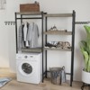 Laundry Room Storage, 5 Tier Wood Over The Washer and Dryer Shelf with Drying Racks - Heavy Duty Space Saver Standing Dry Rack - 2 of 4