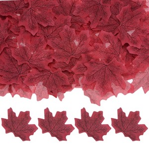 Unique Bargains Home Durable Fall-themed Silk Fabric Faux Autumn Artificial Maple Leaves 200 Pcs - 1 of 4