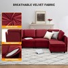 6-Seaters Reversible Velvet Modular Sectional Sleeper Sofa with Ottomans, Storage and Chaise, Mid Century Upholstered Sectional Sofa with Armrests - 4 of 4