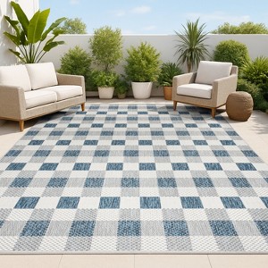 Darcy Traditional Geometric Bold Gingham Indoor/Outdoor Area Rug - JONATHAN Y - 1 of 4