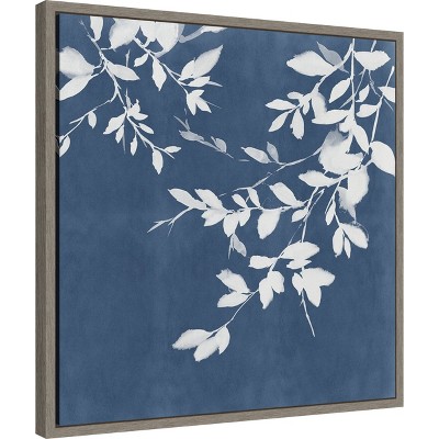 Indigo and White Abstract Canvas Wall Art, 22 x 22 inches