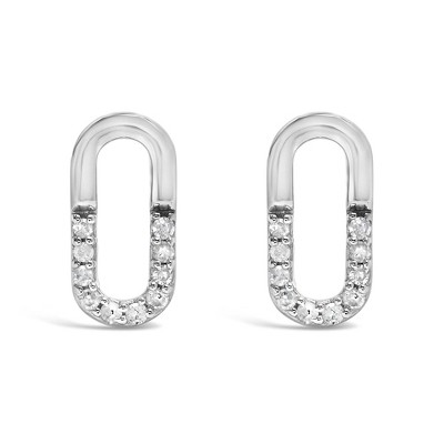 Haus of Brilliance 925 Sterling Silver 1/10 Diamond Diamond Paperclip Stud Earrings