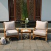 Cambridge Casual 3pc Abbington Teak Wood Outdoor Patio Small Spaces Rocker Conversation Set with Beige Cushions - 3 of 4