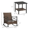 3 Piece Patio Rocking Chair Set, Outdoor Wicker Bistro Set with 2 Oversize Cushioned Porch Rockers and 2 Tier Coffee Table for Garden, Porch - 3 of 4