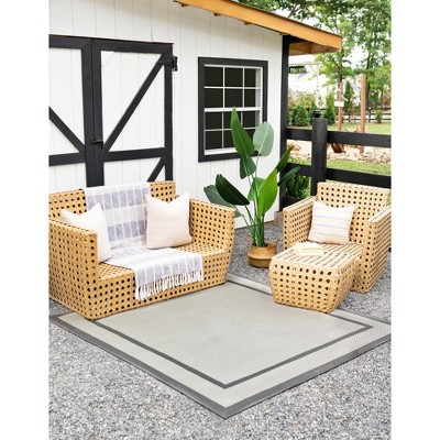 Unique Loom Outdoor Border Border Solid Woven Area Rug