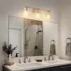 DORESshop 22 in. 3-Light Brushed Nickel Bathroom Vanity Light with Textured Glass Shades, Modern Wall Sconce for Vanity, Mirror - 3 of 4