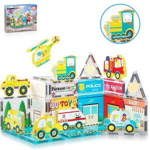PICASSO-TILES 26 PC Metro City Themed, Magnetic Tiles, Building Blocks, STEM Toys for Kids 3+ - 1 of 4