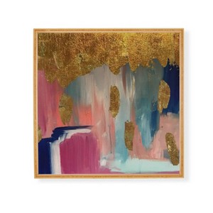 Deny Designs Tina Salazar Gold Leaf Indigo Blue Abstract Framed Wall Art Bamboo - 1 of 3