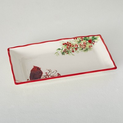 15"L Sullivans Christmas Holiday Cardinal Serving Dish Multicolor Indoor Christmas Decor