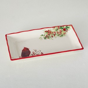 15"L Sullivans Christmas Holiday Cardinal Serving Dish Multicolor Indoor Christmas Decor - 1 of 3